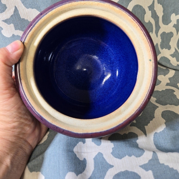 Vintage Walt Glass Studio Pottery Texas Dish with Lid Pot Bowl Vintage 1994 2 pc - Picture 4 of 6